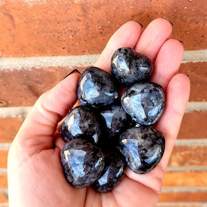 Larvikite Gemstone Hearts, Pocket Hearts, Mini Hearts