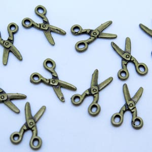 Scissor Charms, Mini Scissor, Scissor Charms, Antique Brass Scissor Charms, 100pcs 12x9mm, PC14-100, Diy Findings, Craft Supplies, Zardenia