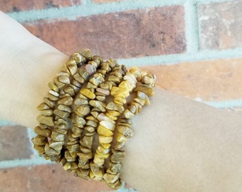 Yellow Jasper Bracelets, Yellow Jasper Chip Bracelets