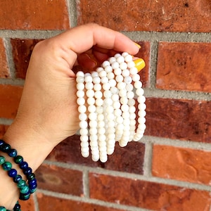 White Agate Bracelets, Crystal Bracelets, Stretch Bracelets