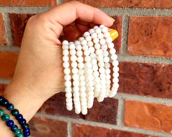 White Agate Bracelets, Crystal Bracelets, Stretch Bracelets