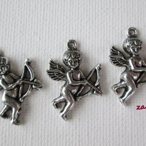 Cupid Charms, Silver Cupids, Silver Cupid, Cupids, 3 pieces, 29x22mm, DIY Charms, Valentine&#39;s Beads