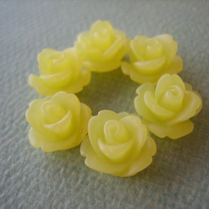 Yellow Roses, 6pcs Mini Rose Flower Cabochons, 10mm Resin Frosted Yellow Cabochons, DIY Flowers, Jewelry and Craft Supplies image 2