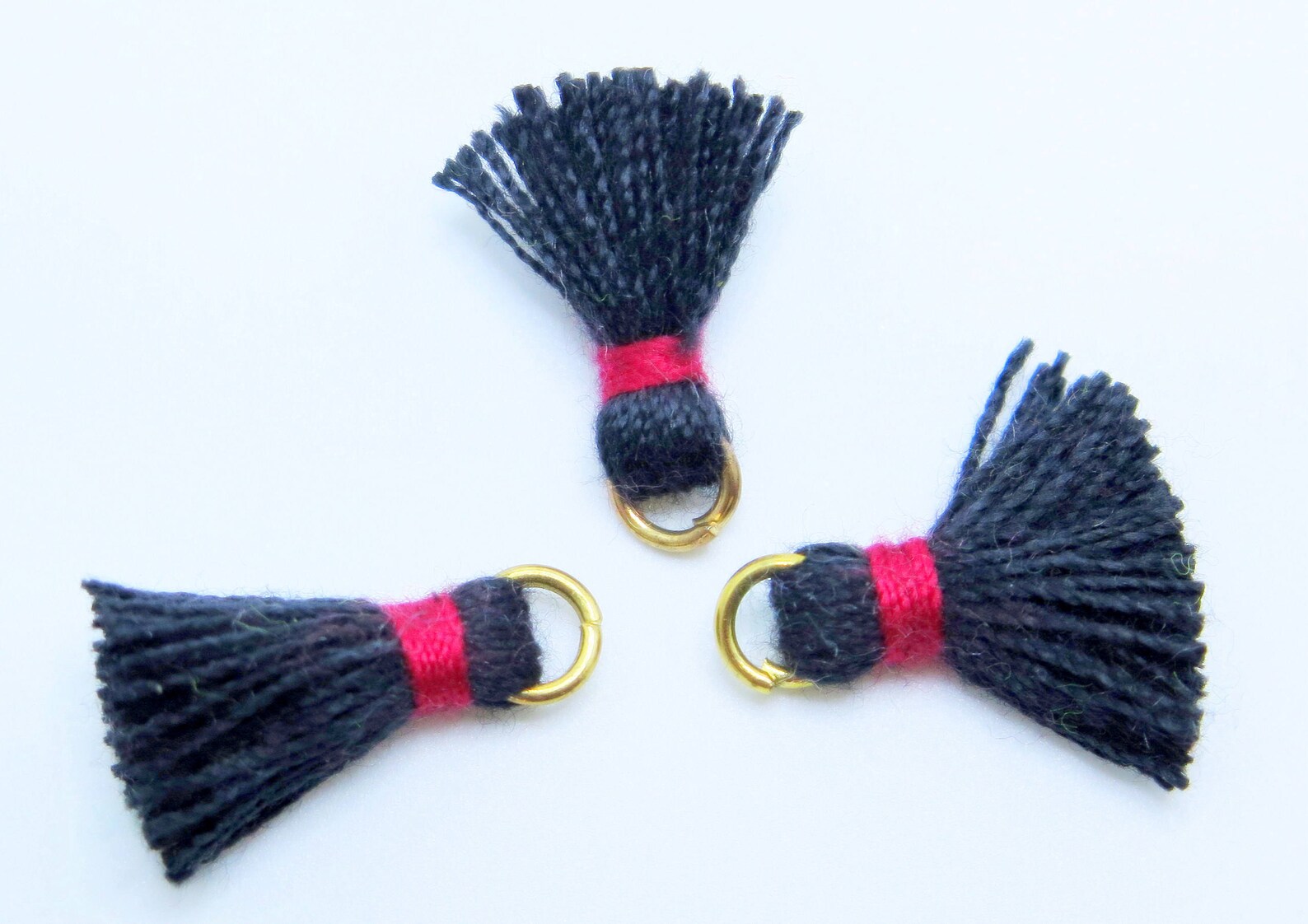Black Tassels Short Black Tassels Small Cotton Tassels Gold Etsy