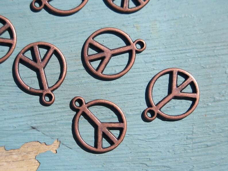 Peace Charms 10pcs Copper Peace Charms Peace Pendant Etsy