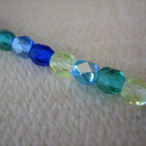 38PCS Blue Lagoon Mix Fire Polished Round Czech Glass Beads, 4mm Czech Glass Beads, Small Czech Glass Beads image 3