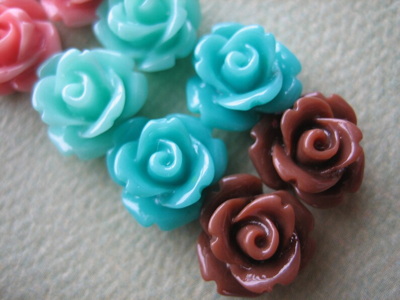 10pcs Mini Rose Flower Cabochons 10mm Resin Flowers Fall Etsy