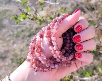 Strawberry Quartz Bracelets, Crystal Bracelets, Gemstone Bracelets