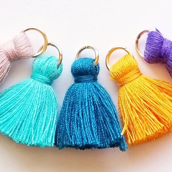 Teal Tassels, Blush Pink Tassels, Sampler Mix Z20, 5pcs 25mm 5 Color Mix Tassels, Purple Turquoise Mix, DIY Sewing Tassel, Zardenia