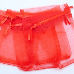 Red Organza Bags, Red Bags, Gift Bags, 22 pieces, 7x9cm (2.75x3.5 in), Wedding Favor Bags, Party Favor Bags, Gift Bags, Jewelry Pouches