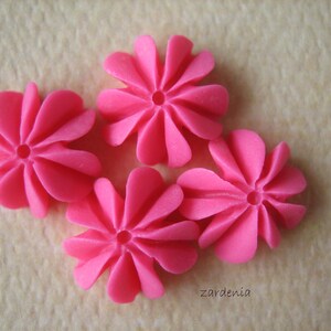 Pink Flowers, Hot Pink Flowers, 4PCS Mini Coral Cabochons, 10mm Resin Flowers, Diy Cabochons, Jewelry Findings, Mini Diy Flowers, Zardenia