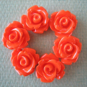 Orange Flowers, Orange Roses, 6pcs Mini Rose Cabochons, 10mm Orange Roses, Mini Rose Cabochons, 10mm Mini Roses, Diy Supplies, Zardenia