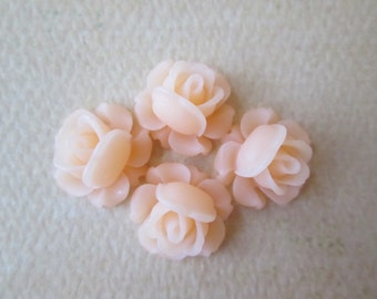 Rose Cabochons, 4PCS Mini Cabbage Rose Flower Cabochons,12mm Hars Rozen, Pale Peach Roses, Peach Rose Cabochons, Diy Sieraden, Zardenia