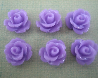 Lilac Purple Mini Rose Flower Cabochons, 6pcs Resin Mini Roses, 10mm Mini Roses, Diy Jewelry Supplies, Resin Crafts, Zardenia