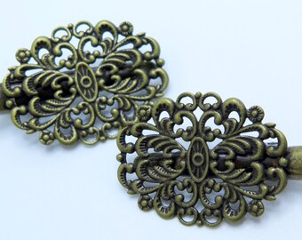 Filigree Hair Clips, Hair Accessory, Wedding Hair Clips, Diy Hair Clips, Antique Brass Hair Clips, 2 pcs, Zardenia