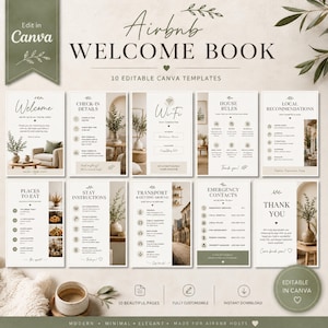 Airbnb Welcome Book Template | Modern Beach House | Airbnb House Guide Canva | Airbnb Guidebook | VRBO Guest Book | Beach Vacation Rental