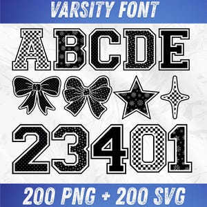 Varsity Font SVG PNG Bundle: Layered Sports Jersey Letters & Numbers (Digital Download)