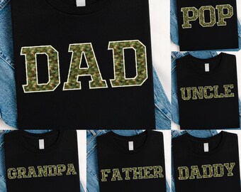 Ensemble PNG camouflage pour la fête des pères : design de chemise rétro pour papa (téléchargement numérique)
