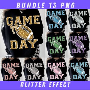 Game Day Glitter Football PNG, Sparkle Sports Mom Sublimatie, Football Mama Clipart, Cute Coquette Game Day, Digitale download