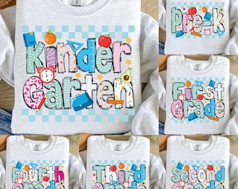 Preppy Back To School PNG-bundel: afdrukbare knutselwerkjes (digitale download)