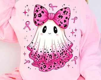 Leopard Pink Ghost Halloween PNG, Boo Breast Cancer, Preppy October DTF Design, Spooky Season Shirt png Cute Ghost (Digital Download)