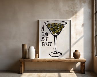 Dirty Martini Cocktail Art Print – Bar Cart Poster (Digital Download)