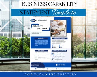 Business Capability Statement Template | Corporate Document | Contracting & Construction Company Flyer | Editable in Canva,Business Document