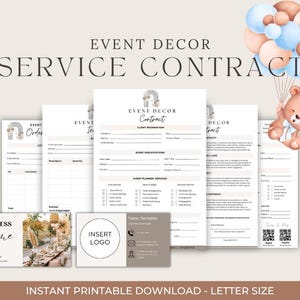 Event Decorating Services Agreement Client Contract Customizable & Printable Event Planning or Wedding Decor Rental Invoice and Order Form