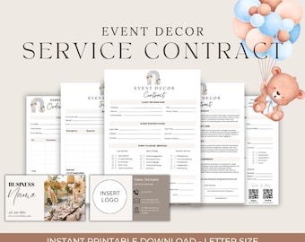 Event Decorating Services Agreement Client Contract Customizable & Printable Event Planning or Wedding Decor Rental Invoice and Order Form