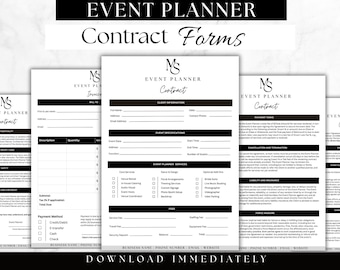 Event Planning Contract Template | Client Agreement Forms | Wedding Planning Agreement | Event Planner Contract | Editable Canva Template