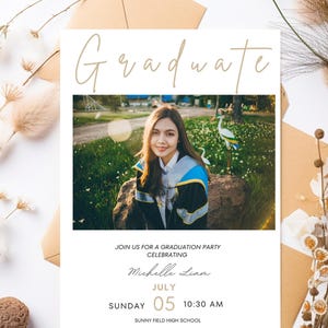 Graduation Announcement & Party Invitation Template | Senior Graduation Photo Invite | Editable Graduation Card Design