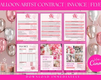 Balloon Artist Contract, Balloon Decor Contract, Balloon Invoice, Balloon Artist Service Contract, Balloon Stylist Agreement Template