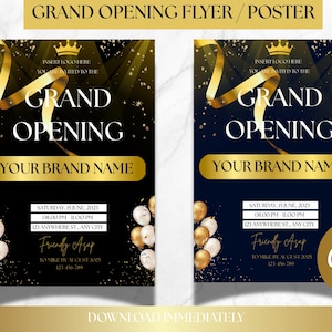 Grand Opening Flyer Template | Business Launch Invitation | Editable Canva Poster for Small Business Event