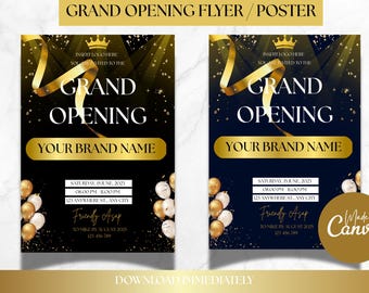 Grand Opening Flyer Template | Business Launch Invitation | Editable Canva Poster for Small Business Event