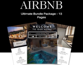 Airbnb Host Bundle Kit – Host Welcome Book Template, Digital & Printable Guidebook, Mobile-Airbnb Welcome Book Template