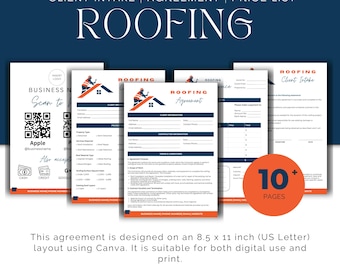 Roofing Contract Bundle | Editable Roofing Service Agreement Template | Roof Repair & Installation Contract |Roofing Client Intake Form