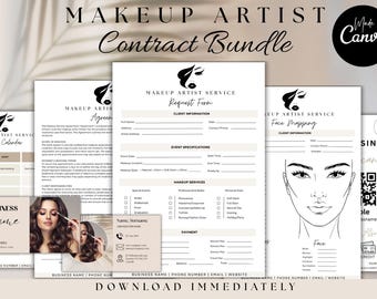 Makeup Artist Agreement Template | Bridal Makeup Contract | MUA Service Agreement | Makeup Artist Face Chart |Makeup Consultation Face Chart