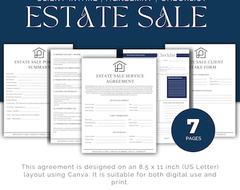 Estate Sale Contract Template | Estate Sale Contract PDF | Printable Estate Sale Contract Template Editable Estate Sale Template