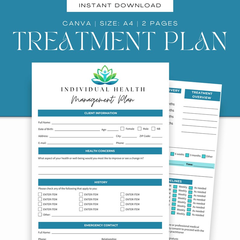 Treatment Plan Form Template|treatment Service Recommendation Form ...