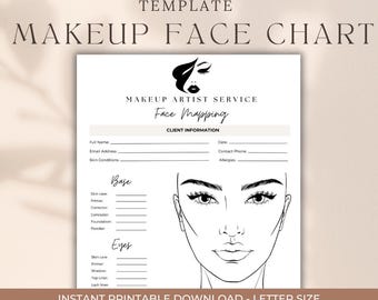 Makeup Chart Template, Professional MUA Form, Independent Artist Form, Beauty Consultation Chart, Makeup Agreement, Editable Canva Template