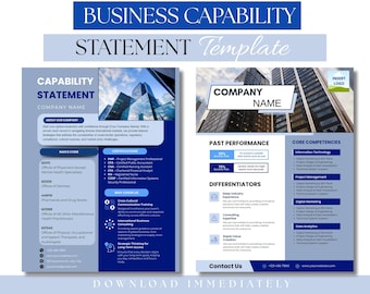 Business Capability Statement Template |  Capability Document | Contracting & Construction Capability Statement Document| Business Document
