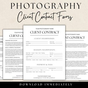 Photography Client Agreement Template | Editable Photographer Contract | Client Forms for Photography Sessions |Template for Photographers