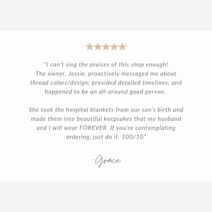 5 star review for custom embroidered sweatshirt