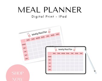 Minimalistic Weekly Meal Plan Printable or Digital