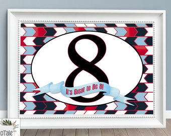 LDS Baptism Printable Sign - Table Display- 8x10 5x7 Great To Be Eight - Digital File Red Black Blue Baptism -Instant Download-Can Customize