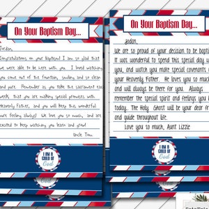 LDS Baptism Testimony Card, 5x7 and 4x6 Card, Digital Printable, Red White and Blue - Instant Download - Can Customize