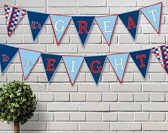 LDS Baptism Triangle Pennant Banner, Party Decorations, Digital Printable, Navy Blue and Red, Primary - Instant Download -Can Customize