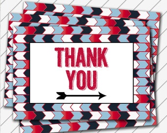 Thank You Card, 4x6 Card, Digital Printable, Red Black and Blue - Baptism Thank You Card - Instant Download - Can Customize