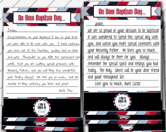 LDS Baptism Testimony Card, 5x7 and 4x6 Card, Digital Printable, Red Black and Blue - Instant Download - Can Customize