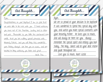 LDS Baptism Testimony Card, 5x7 and 4x6 Card, Digital Printable, Navy Blue and Lime Green - Instant Download - Can Customize